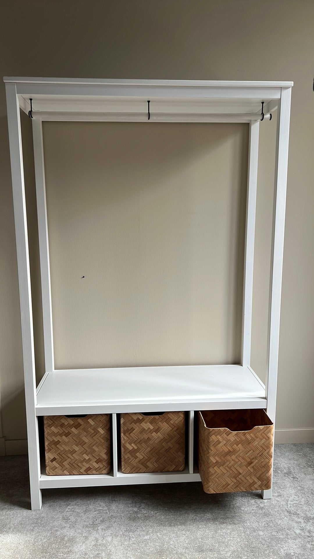 Ikea kleerkast hangkast Hemnes open witte kast wit hout, Huis en Inrichting, Kasten | Kledingkasten, Ophalen, 100 tot 150 cm, Zo goed als nieuw