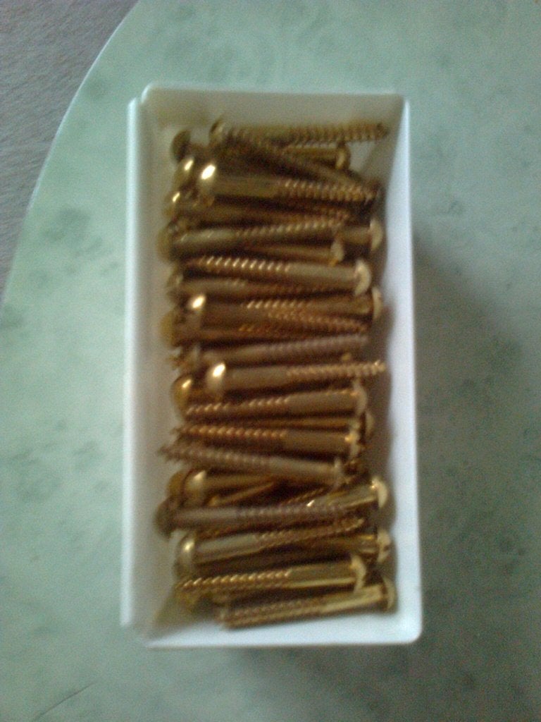 100 messing bolkop schroeven50x5mm r, Ophalen of Verzenden, Nieuw, 50 tot 100 mm
