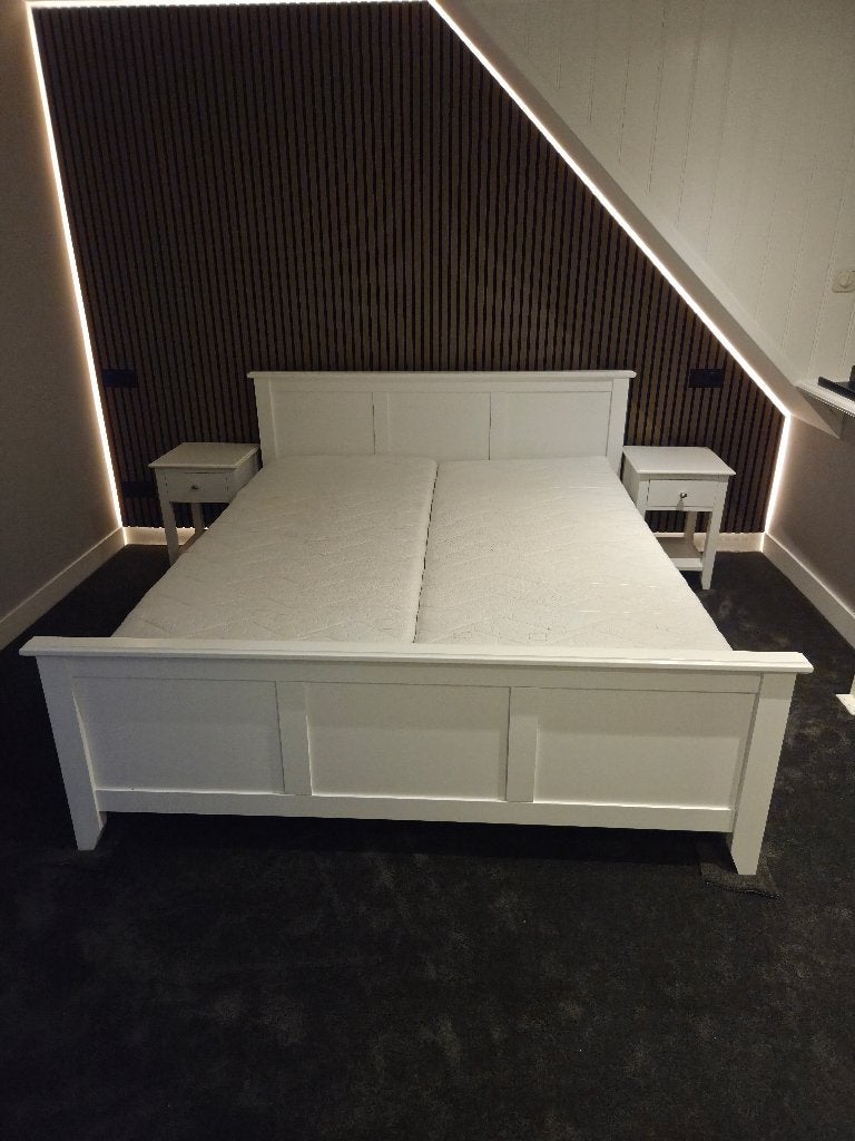 2 persoons bed, Huis en Inrichting, Slaapkamer | Bedden, Ophalen, Wit, Tweepersoons, Landelijk
