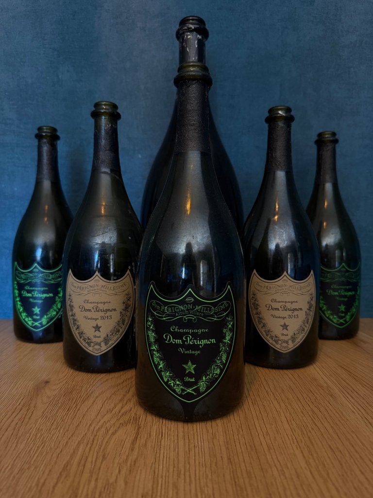 Originele lege Dom Pérignon flessen Epoxy Art & Decoratie, Verzamelen, Gebruikt, Frankrijk, Ophalen of Verzenden, Champagne
