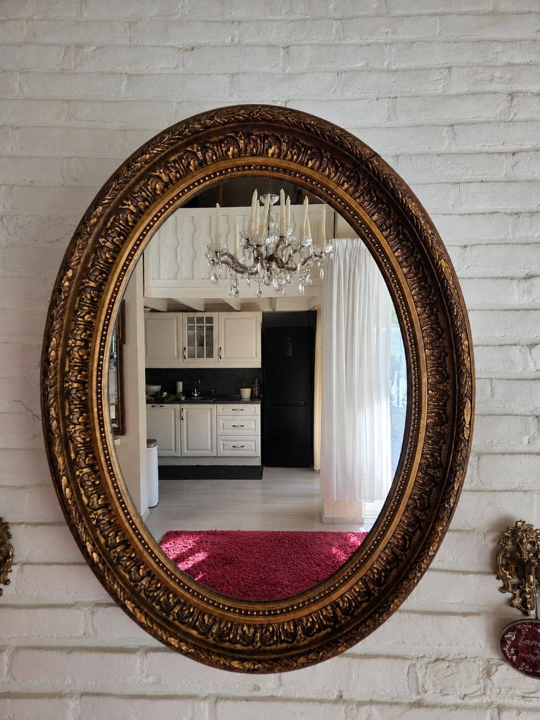 Antieke ovale spiegel, Ophalen, Ovaal, 50 tot 100 cm, Minder dan 100 cm
