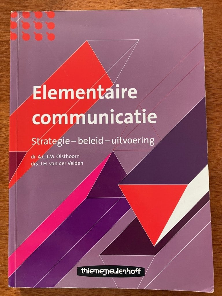 Elementaire communicatie - Olsthoorn, Van der Velden, Verzenden, Gamma, Gelezen