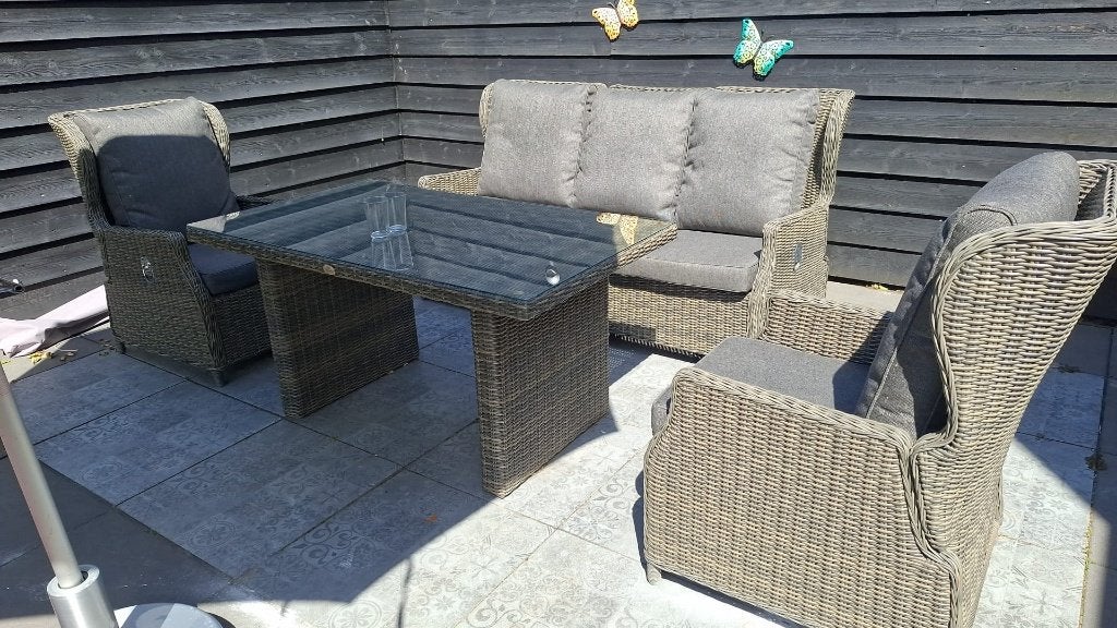 Luxe tuin / loungeset (Fonteyn), Ophalen, 5 zitplaatsen, Bank, Rotan
