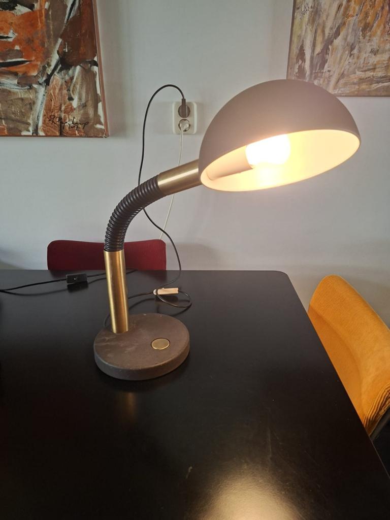 Vintage retro midcentury 70s design tafellamp bureaulamp, Ophalen, Zo goed als nieuw, Minder dan 50 cm