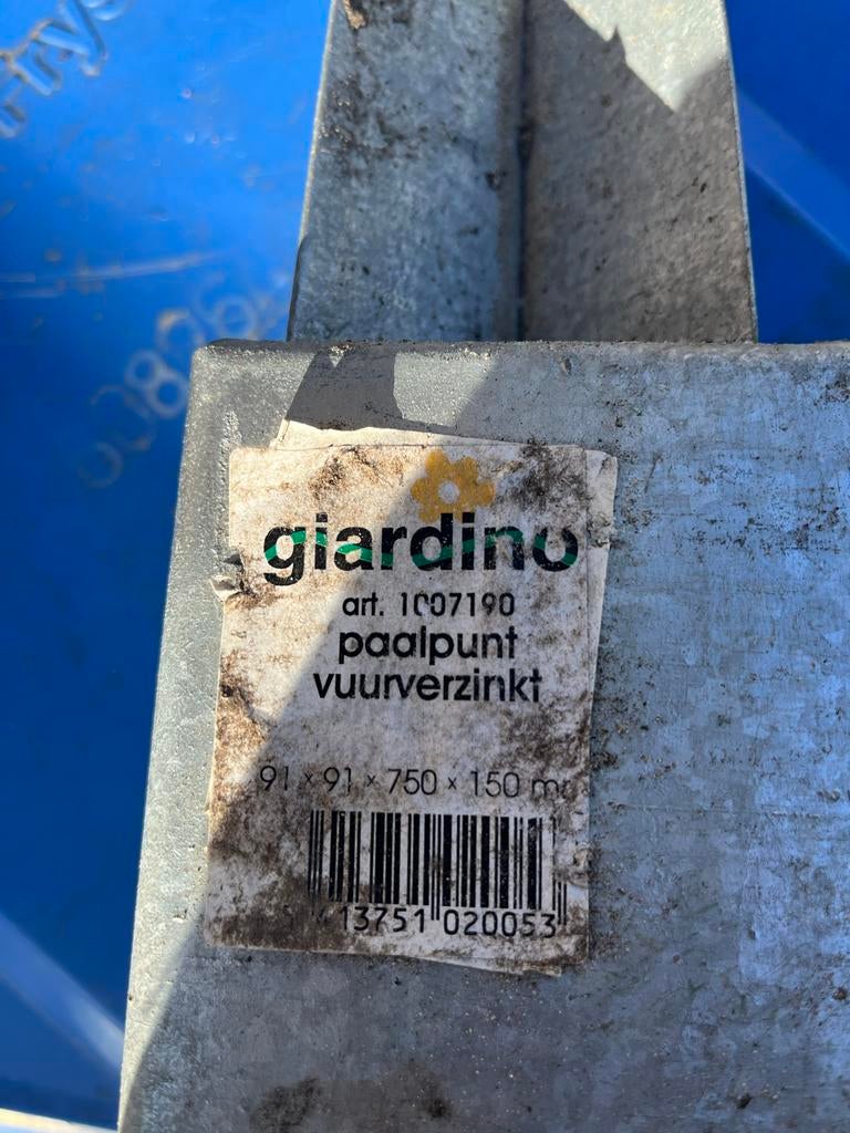 Giardino Paalpunt Vuurverzinkt 91x91x750mm, Tuin en Terras, Ophalen, Nieuw, Minder dan 180 cm, Palen