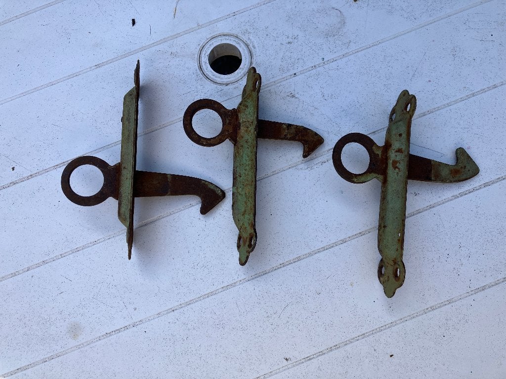 antieke ijzeren deurkruk met duimsluiting (3 stuks), Ophalen of Verzenden, Gebruikt, IJzer, Klink of Kruk