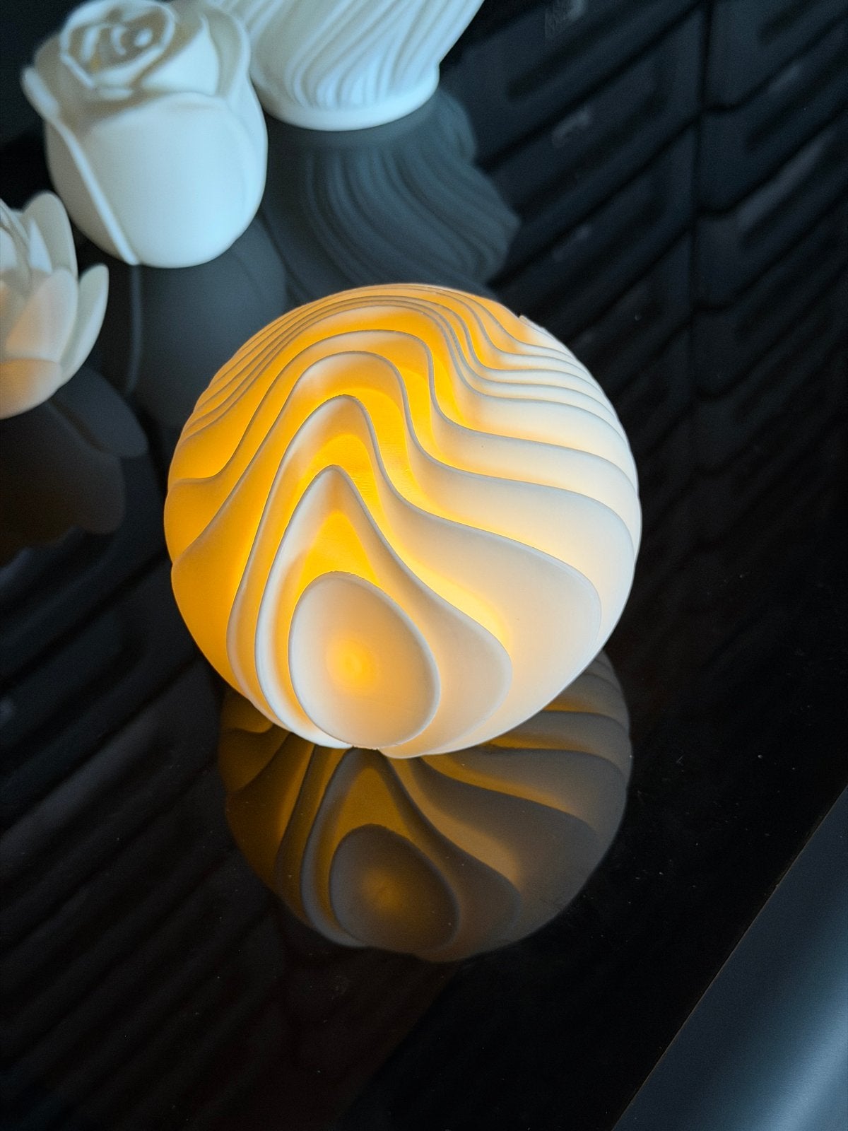 3D Geprinte Sfeerlamp met Elektrisch Waxinelichtje, Wit, Overige merken, Kunststof, Verzenden