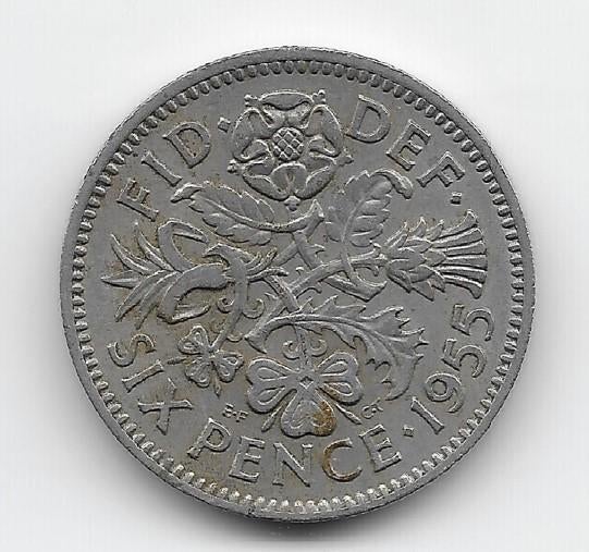 Verenigd Koninkrijk 6 pence 1955 KM# 903, Postzegels en Munten, Verzenden, Overige landen, Losse munt