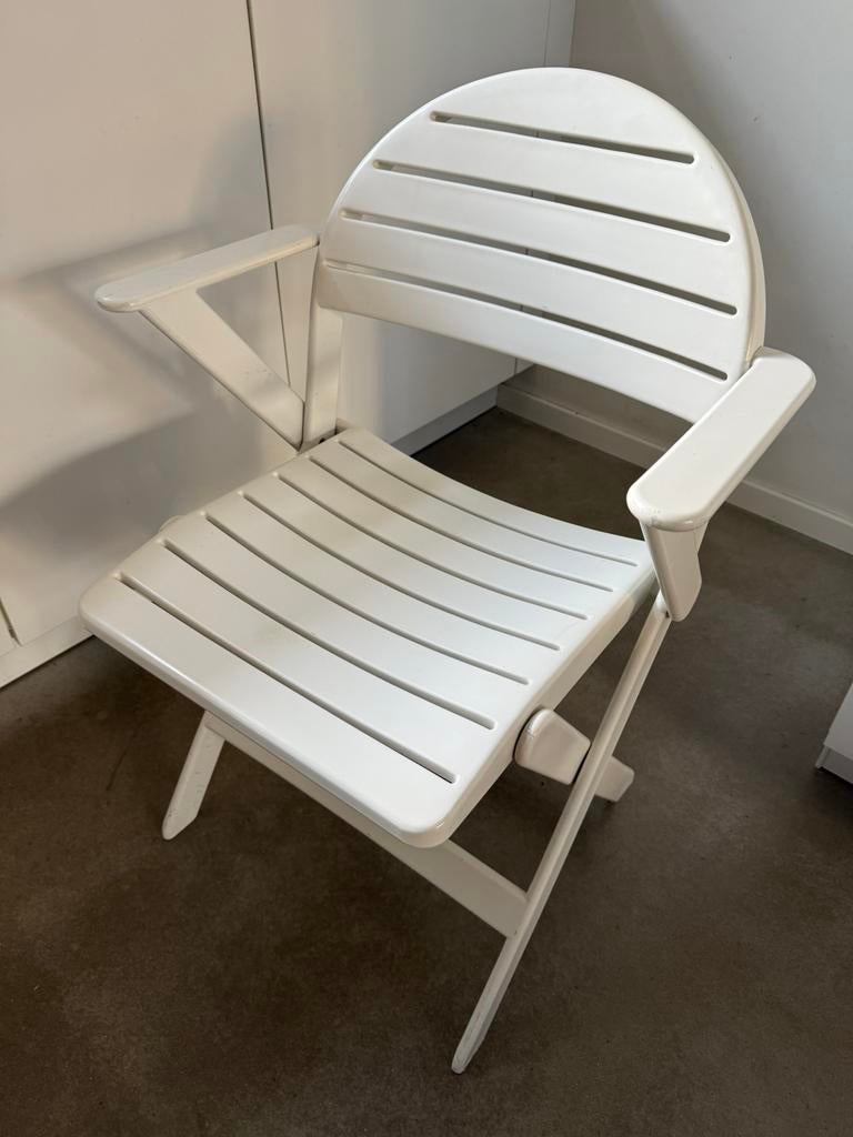 Vintage IKEA Vinga tuinstoel - 80s Niels Gammelgaard design, Huis en Inrichting, Stoelen, Kunststof, Wit, Vintage midcentury Scandinavisch Zweeds Deens 1980s design