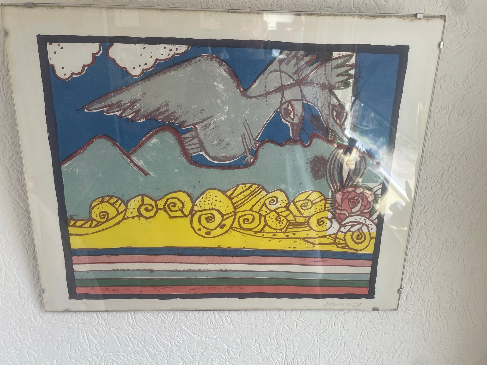 Genummerde litho van Corneille, gesigneerd '76, Ophalen