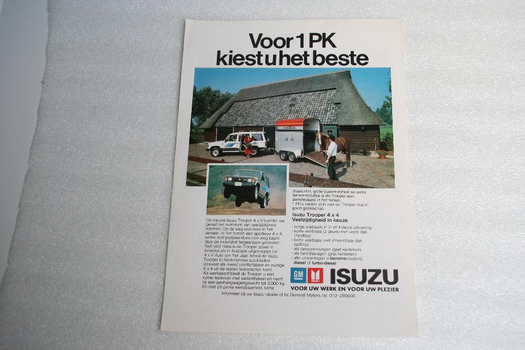 Folder / flyer Isuzu Trooper 4 x 4 (circa 1984) (4), Ophalen of Verzenden, Nieuw, Overige merken