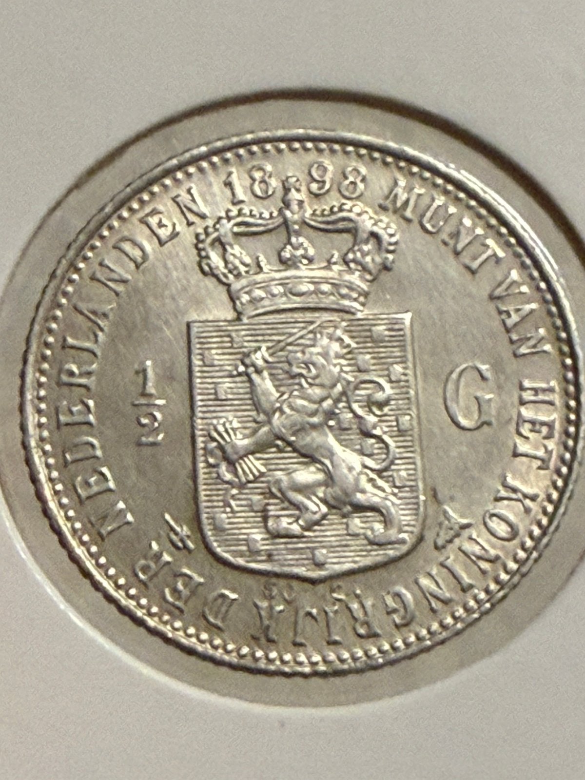 Halve gulden 1898 Wilhelmina unc, ½ gulden, Zilver, Ophalen of Verzenden, Koningin Wilhelmina