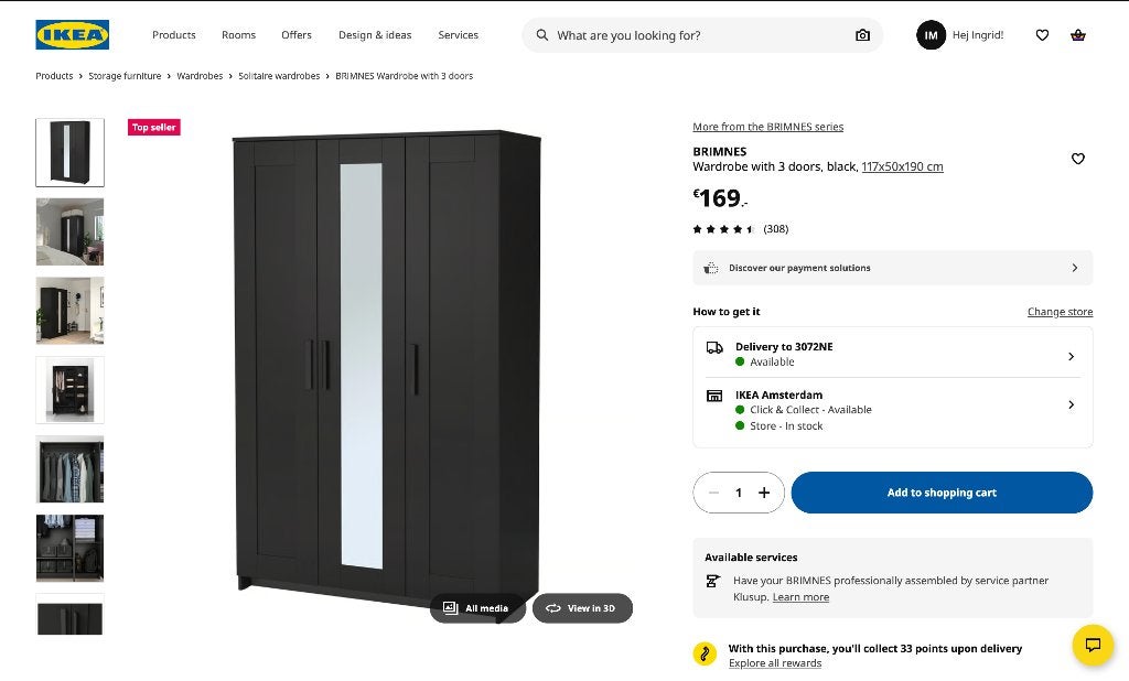 IKEA Wardrobe, Met deur(en), 100 tot 150 cm, Ophalen of Verzenden, Zo goed als nieuw