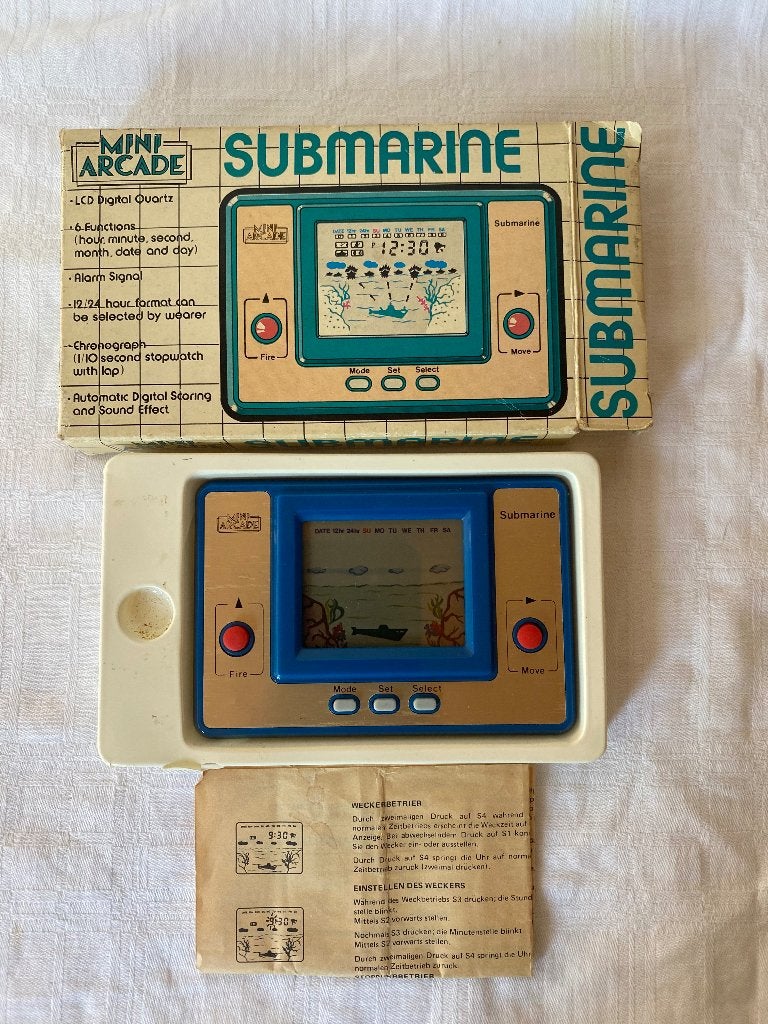 Mini Arcade Submarine vintage handspel, Avontuur en Actie, Gebruikt, 1 speler, Onbekend