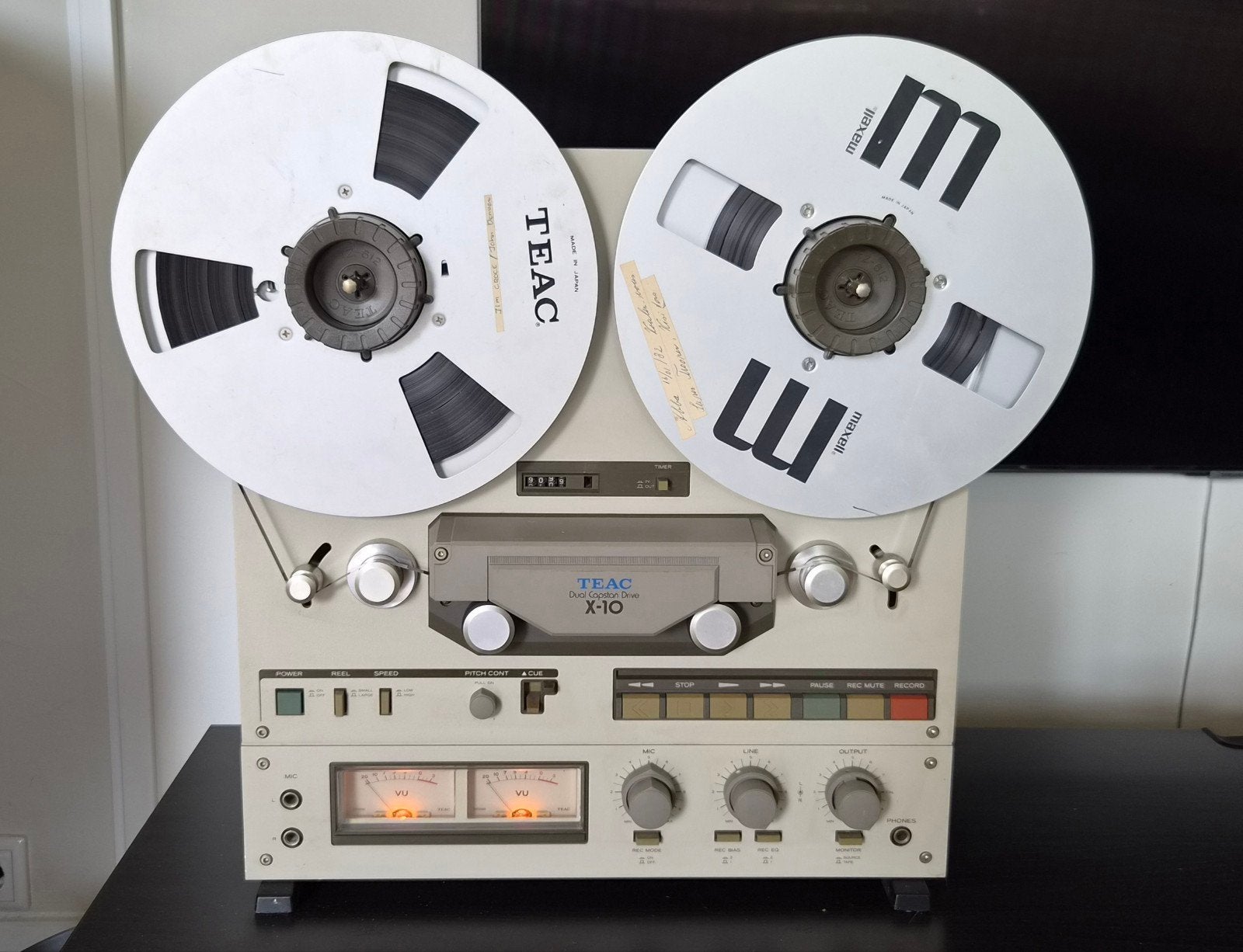 Teac X-10 X10 Stereo Bandrecorder met tapes Maxell 35 180B, Ophalen, Bandrecorder, Met banden