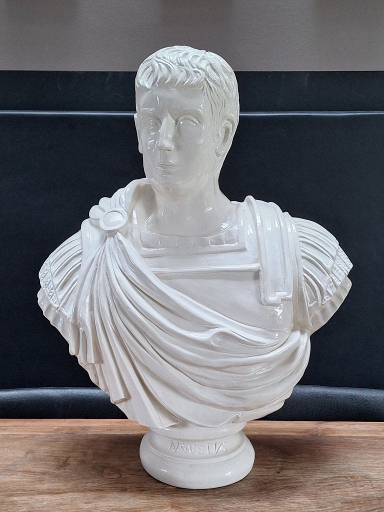 beeld buste Caesar Augustus keizer Romeinse rijk h= 71cm, Ophalen, Buste, 50 - 100 cm, Composieten