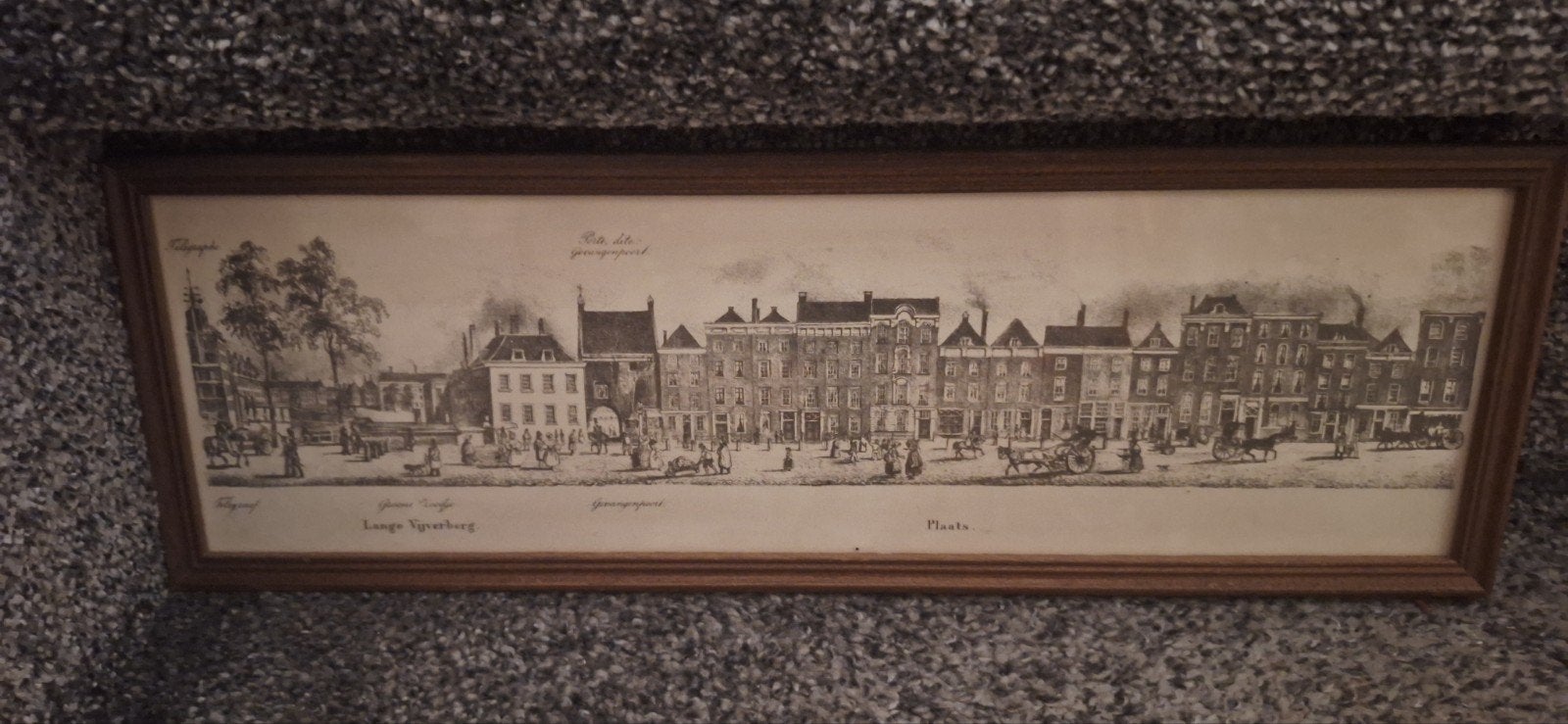 Set van 4 historische stadsgezichten, ingelijst, Antiek en Kunst, Kunst | Etsen en Gravures, Ingelijst, 1800 - 1899, Ets, Stadsgezicht