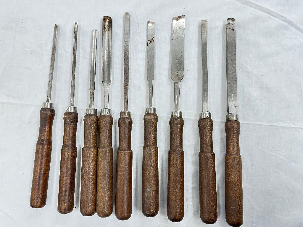 Set houtdraai beitels , 9 beitels voor houtdraaibank, Ophalen of Verzenden, Gebruikt