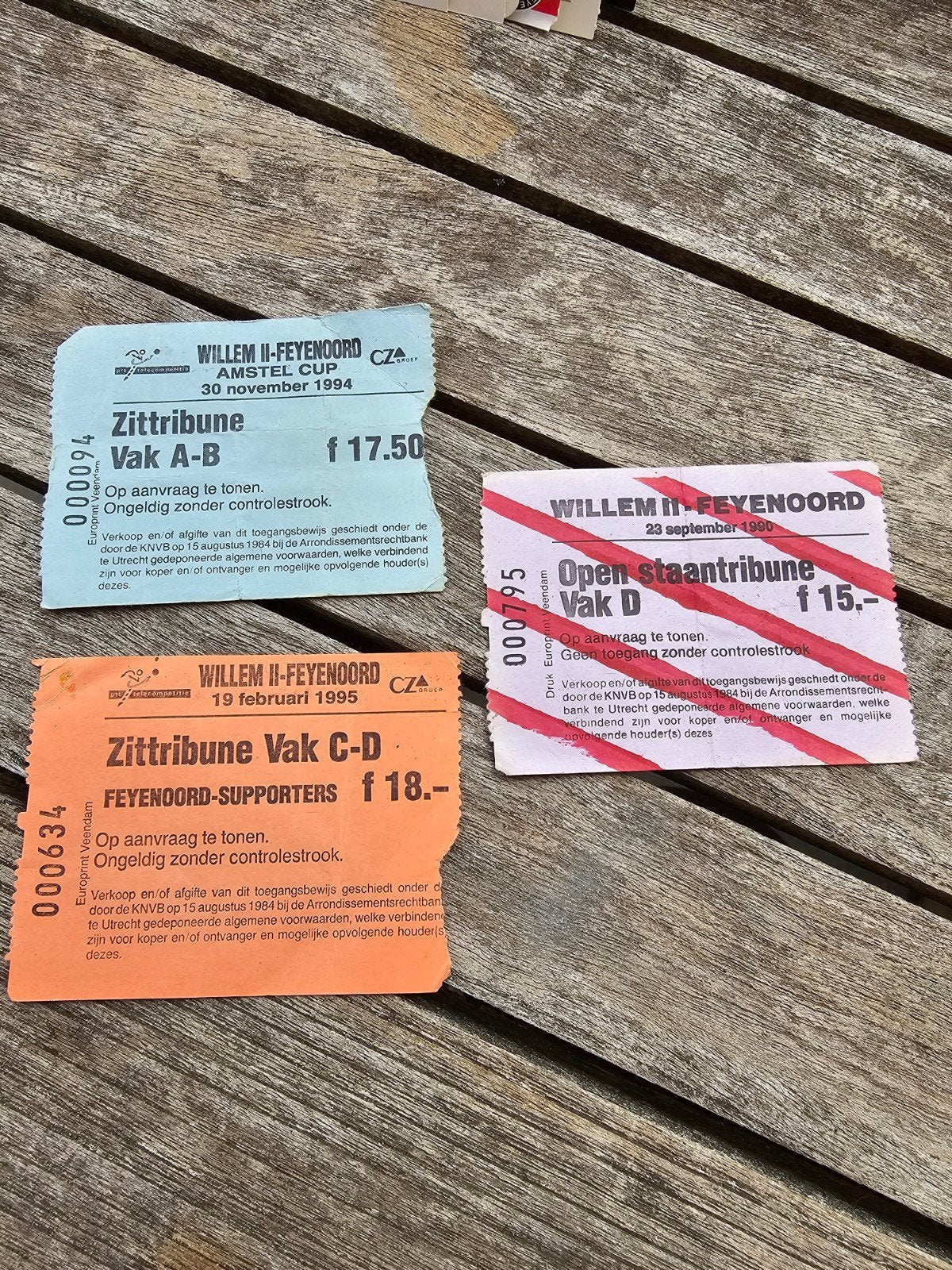 3 oude kaartjes willem II-feyenoord, Verzenden, Feyenoord