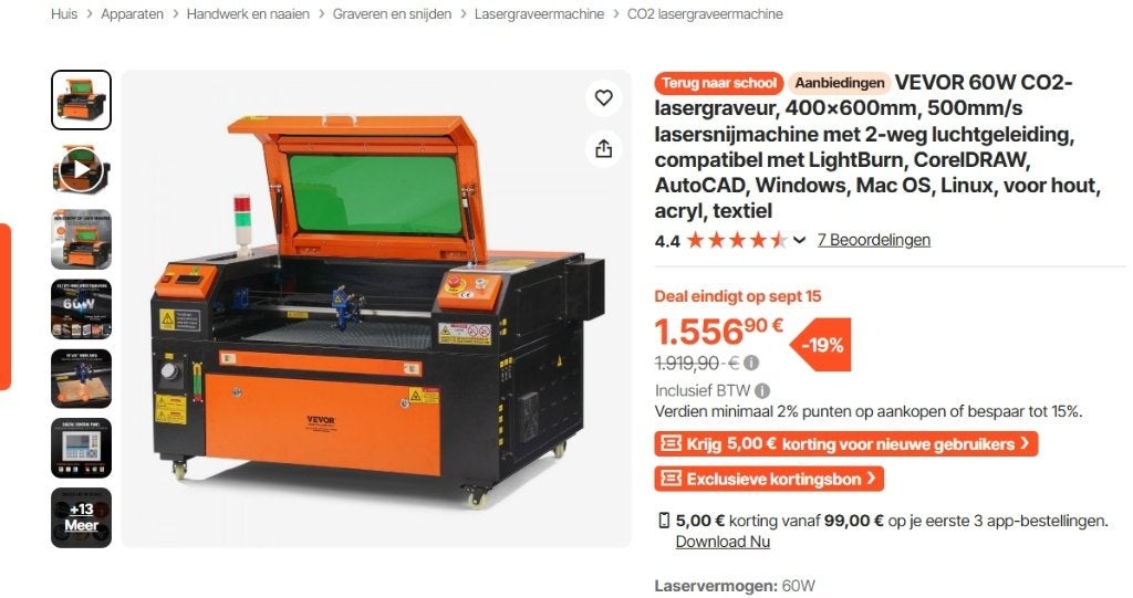 lasermachine 60 watt, Ophalen, Nieuw