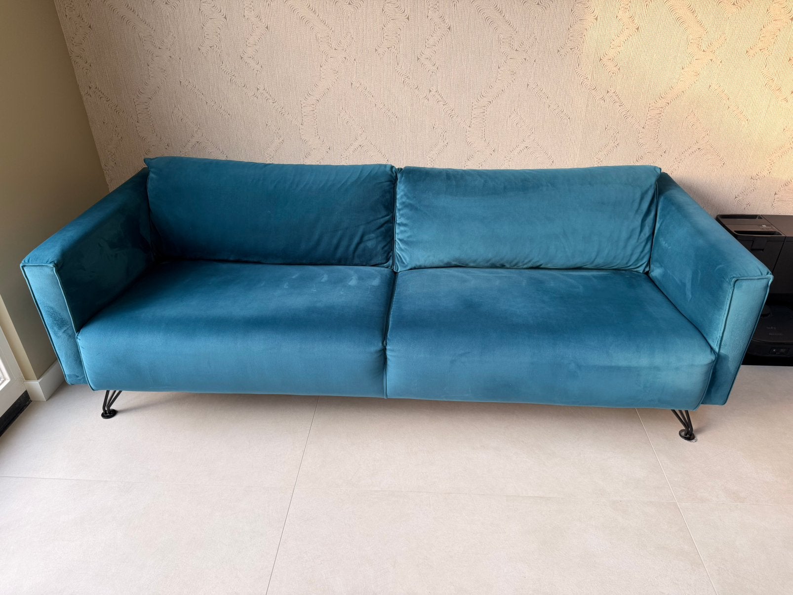 Bodilson Matteo bank - Velours - 230x95x68cm, Ophalen, Driepersoons, 75 tot 100 cm, Zo goed als nieuw