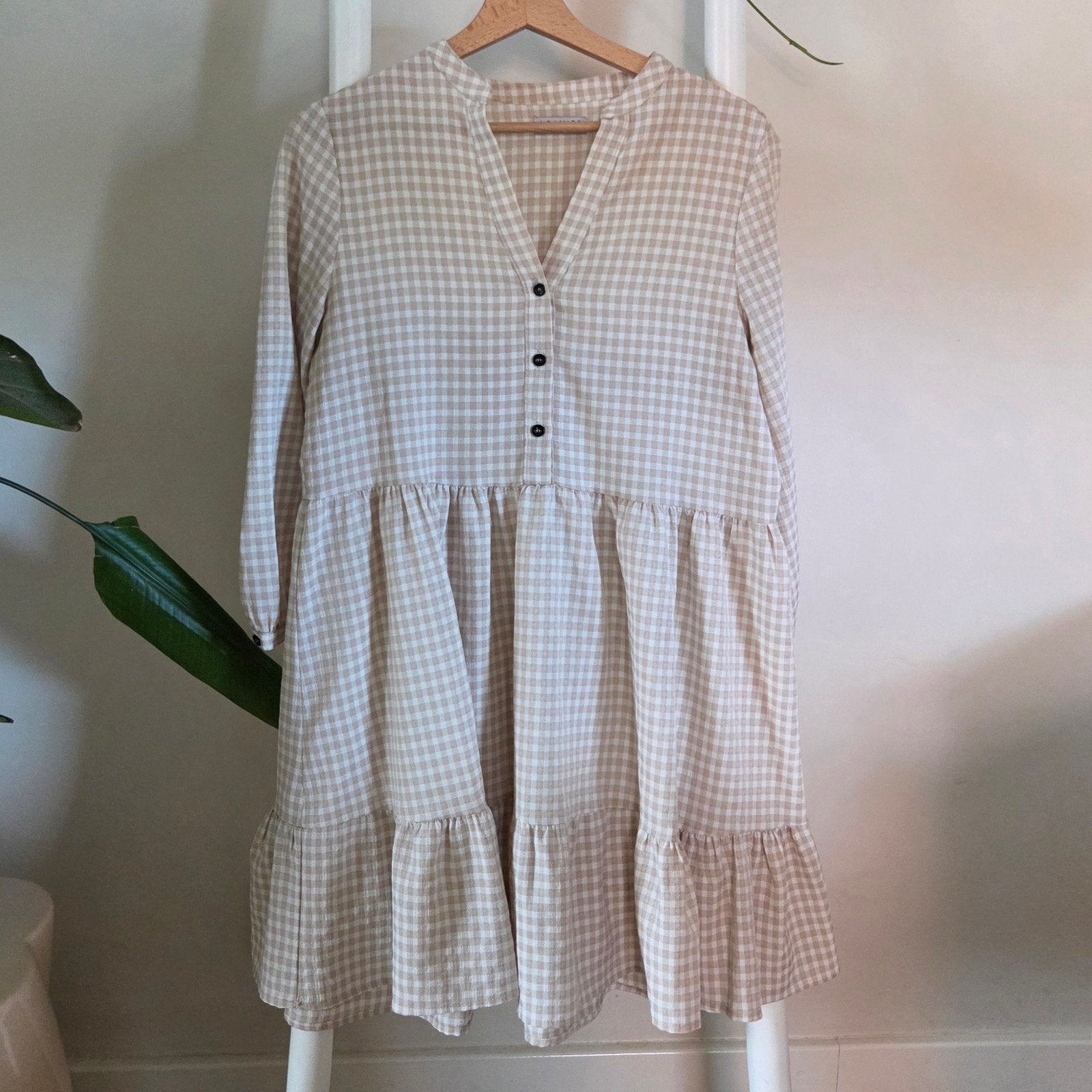 Loavies geruite jurk maat S, Kleding | Dames, Beige, Ophalen of Verzenden, Maat 36 (S), Boven de knie