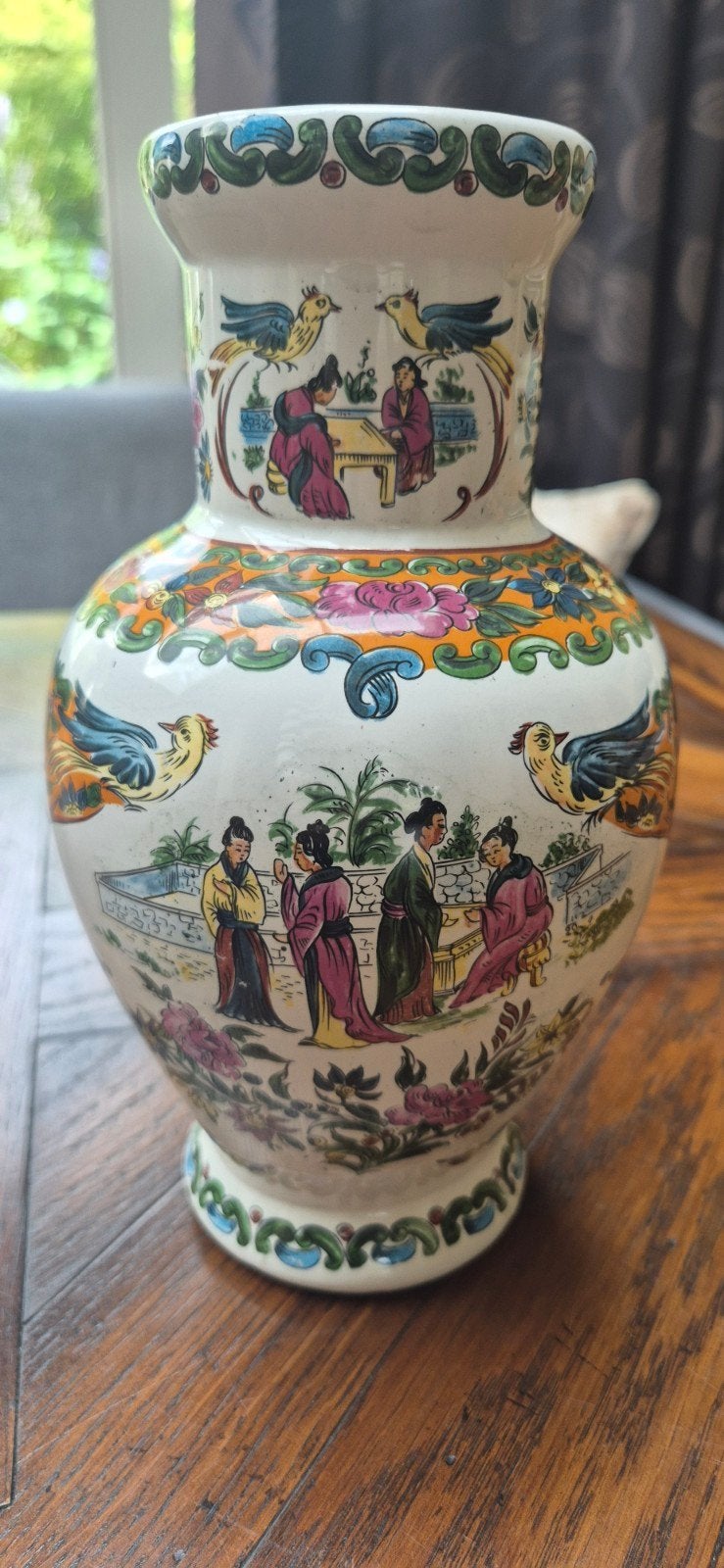 Antieke Chinese Vaas - Handgeschilderd met Figuren en Vogels, Ophalen of Verzenden