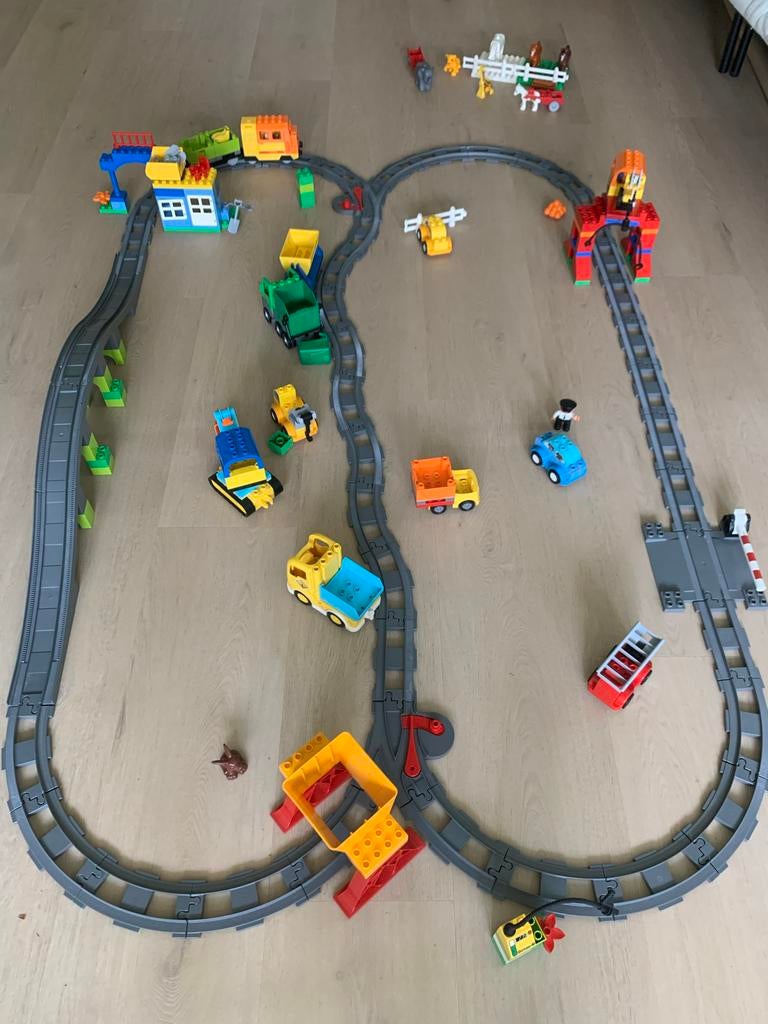 Uitgebreide Duplo treinbaan met extra bouwsets, Ophalen, Gebruikt