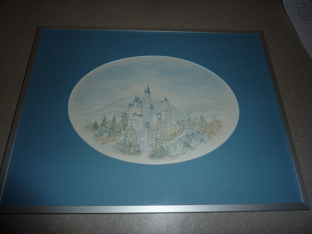 oude tekening prent print kasteel, Antiek en Kunst, Curiosa en Brocante, Ophalen of Verzenden