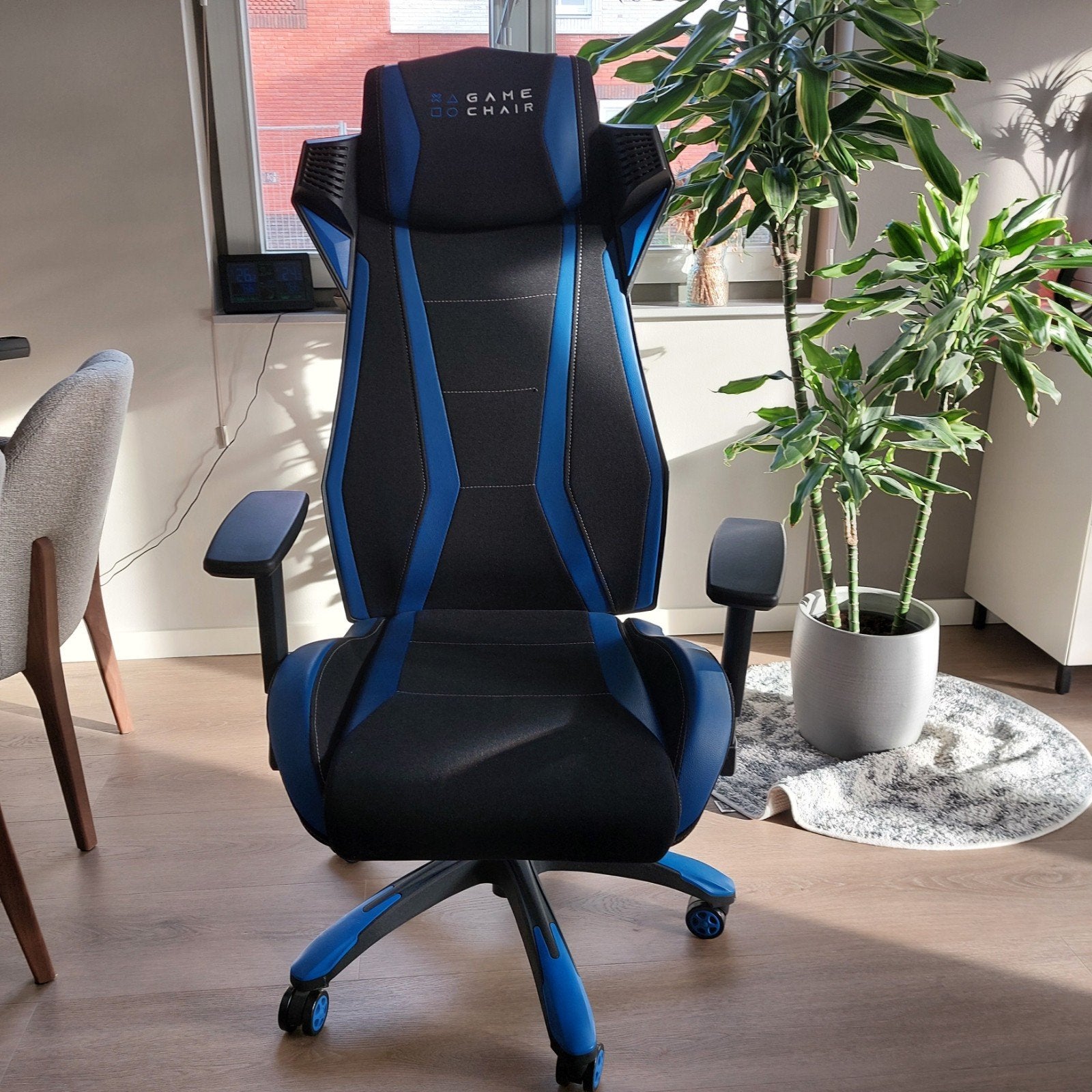 Gaming Bureaustoel Zwart/Blauw - Zo goed als nieuw, Ophalen, Zwart, Bureaustoel, Ergonomisch
