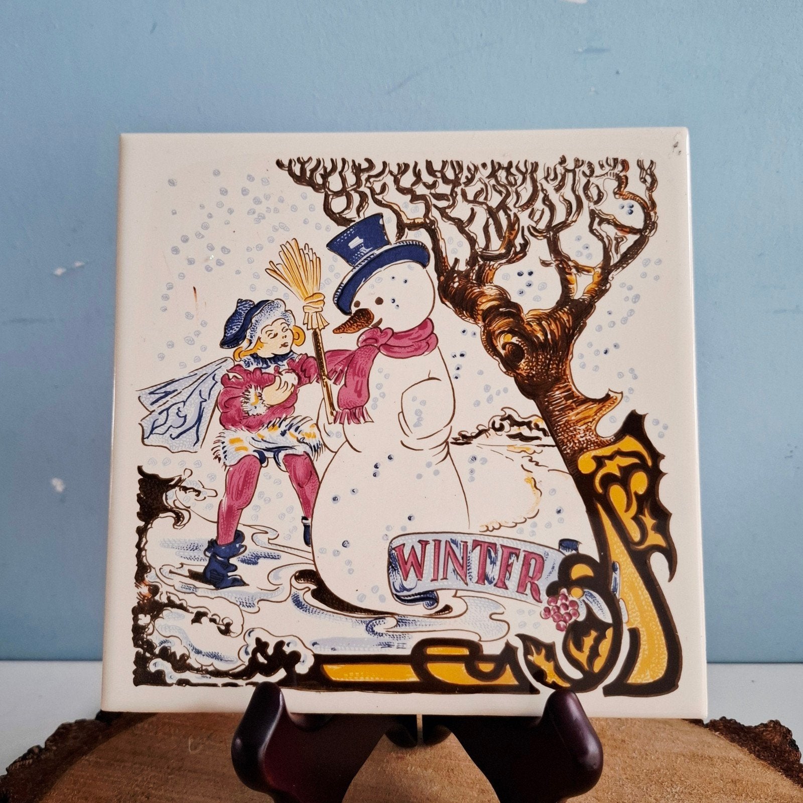 Atelier Regina, tegel 'Winter' Moeders voor Moeders, Antiek en Kunst, Ophalen of Verzenden