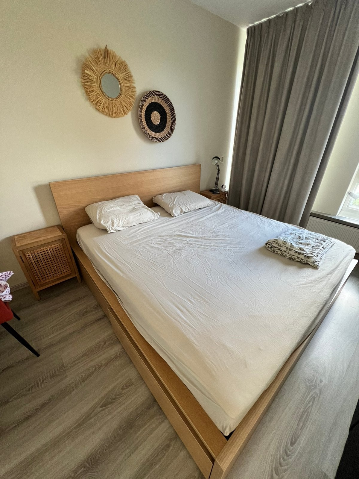 Ikea Malm Oak Bed Complete Set, Ophalen, Zo goed als nieuw, Tweepersoons