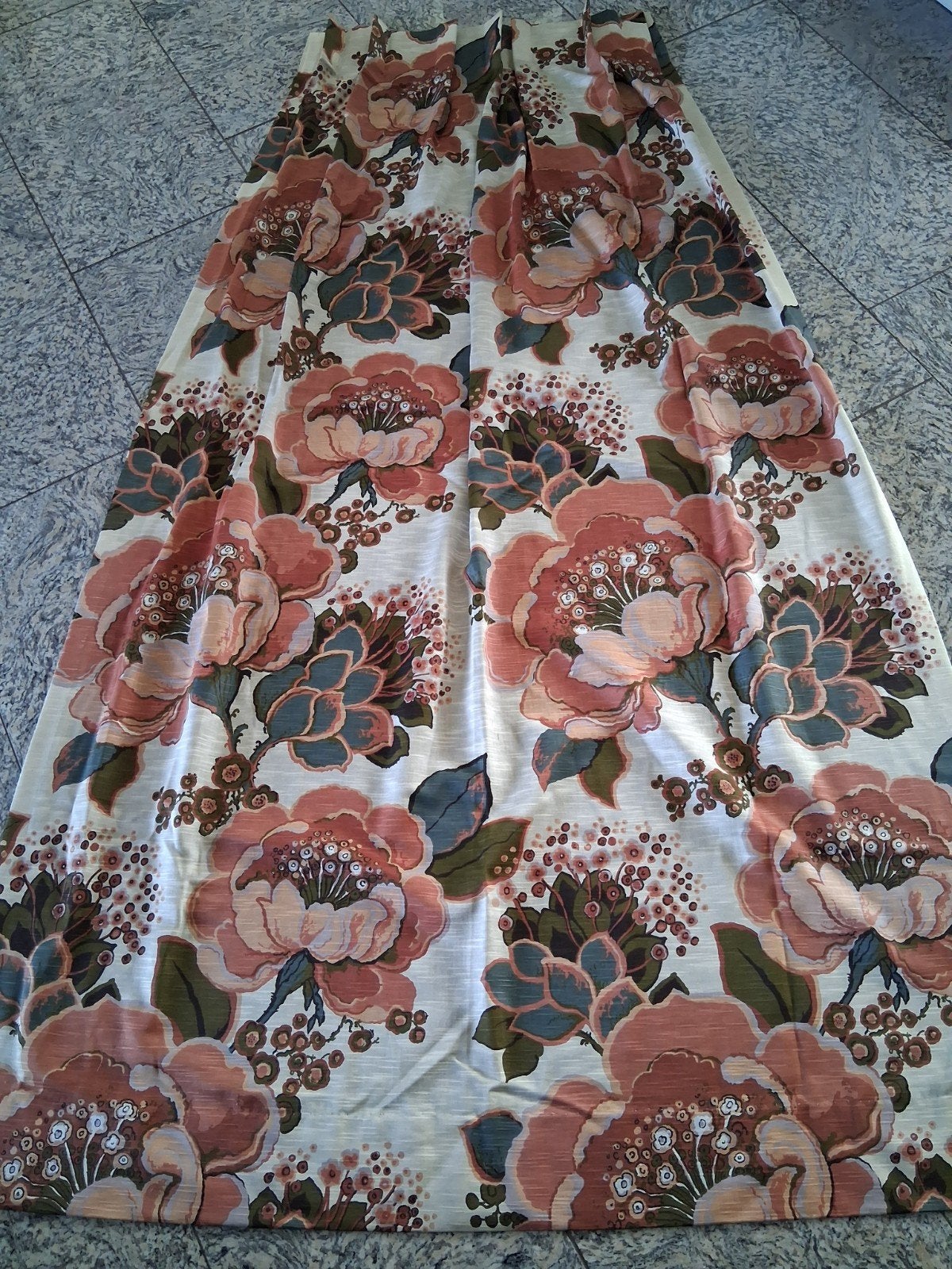 4 Vintage Vitrage Gordijnen met Bloemenprint, Huis en Inrichting, Ophalen, Vitrage, Gebruikt, Lichtdoorlatend