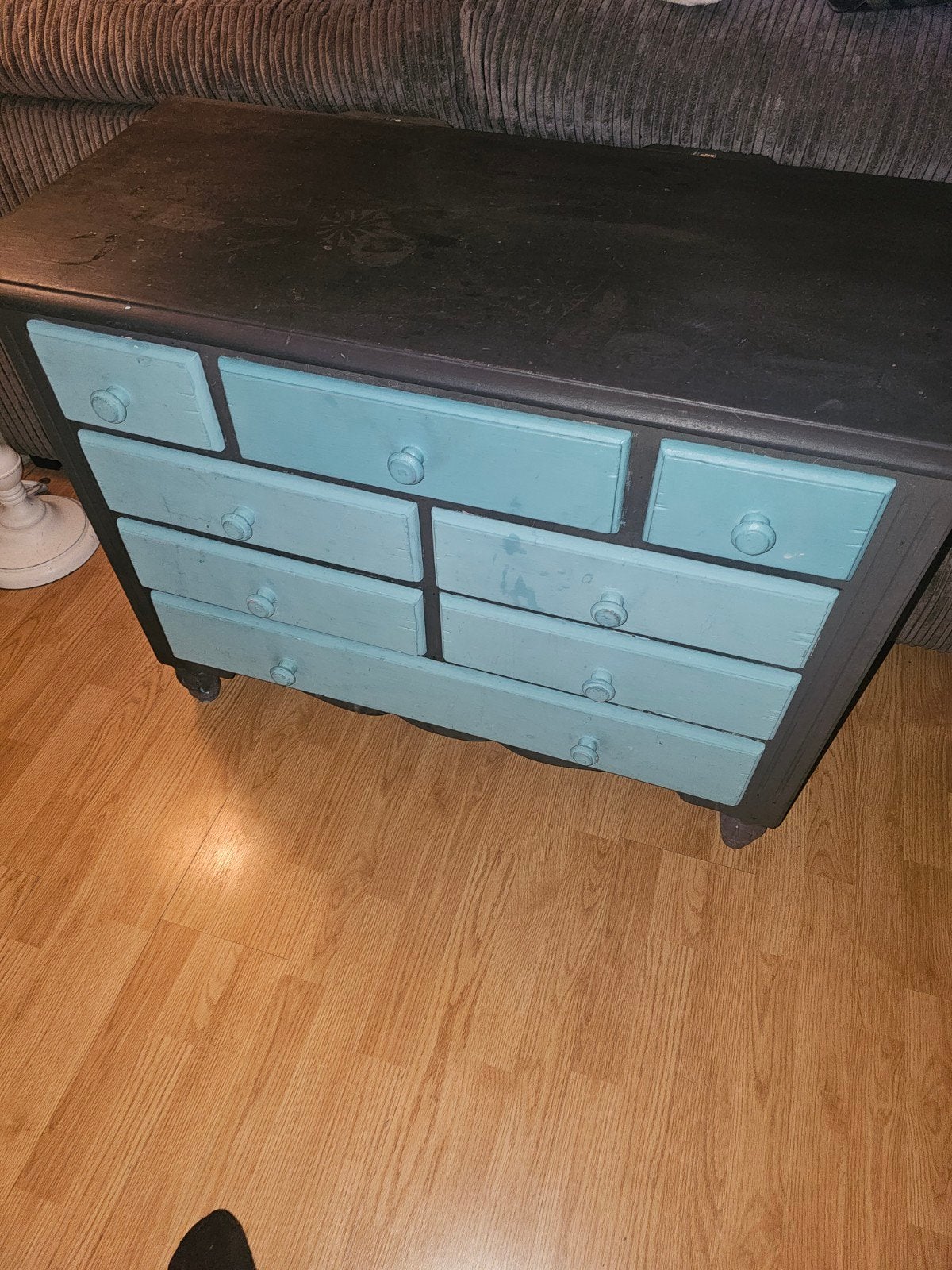 kast  Zwart/Turquoise, Huis en Inrichting, Ophalen, Gebruikt, 100 tot 150 cm, 5 laden of meer