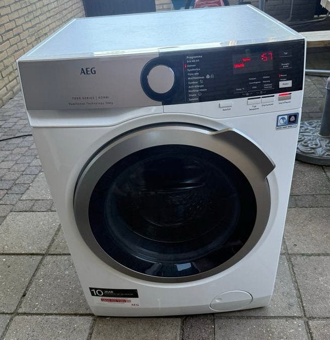 AEG 7000 SERIES KOMBI Wasmachine/Droger 9/6Kg DualSense, Witgoed en Apparatuur, Wasmachines, Ophalen, 8 tot 10 kg, Voorlader, 85 tot 90 cm