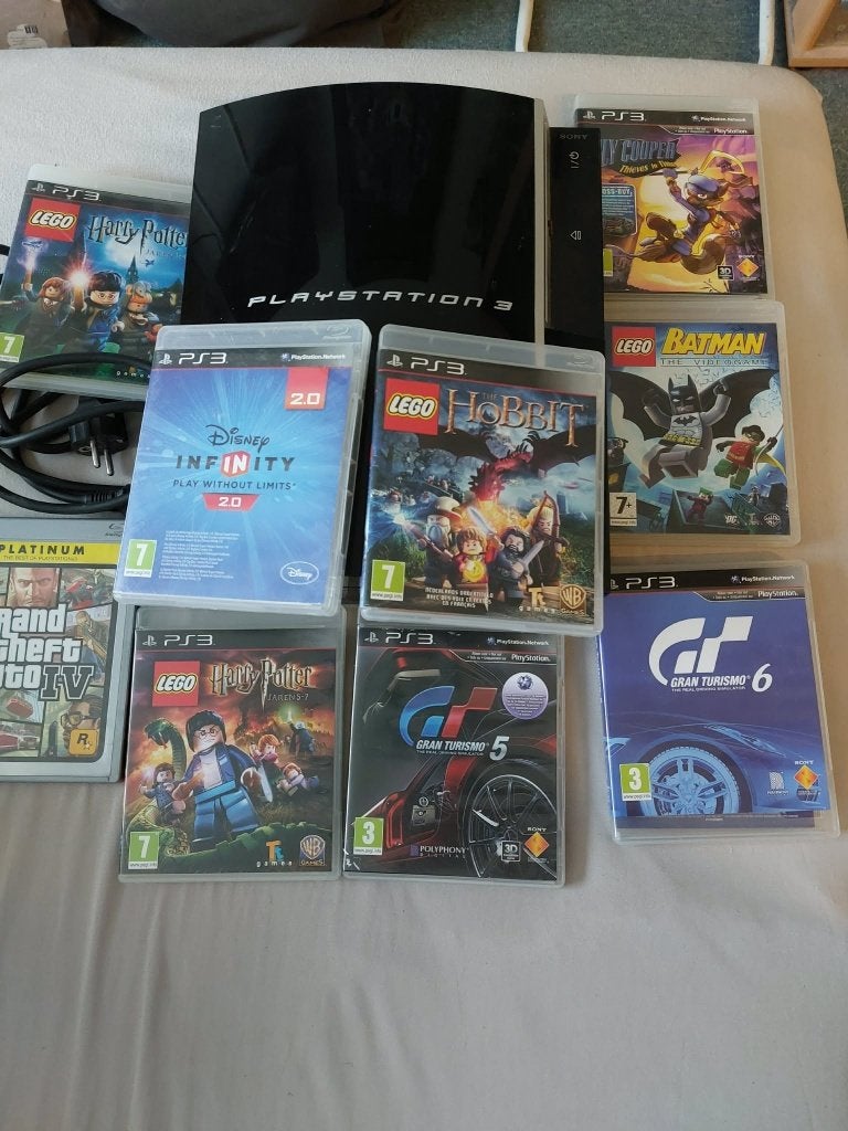 Playstation 3 met controllers en div.spellen, Spelcomputers en Games, Ophalen, 80 GB, Met 3 controllers of meer, Slim