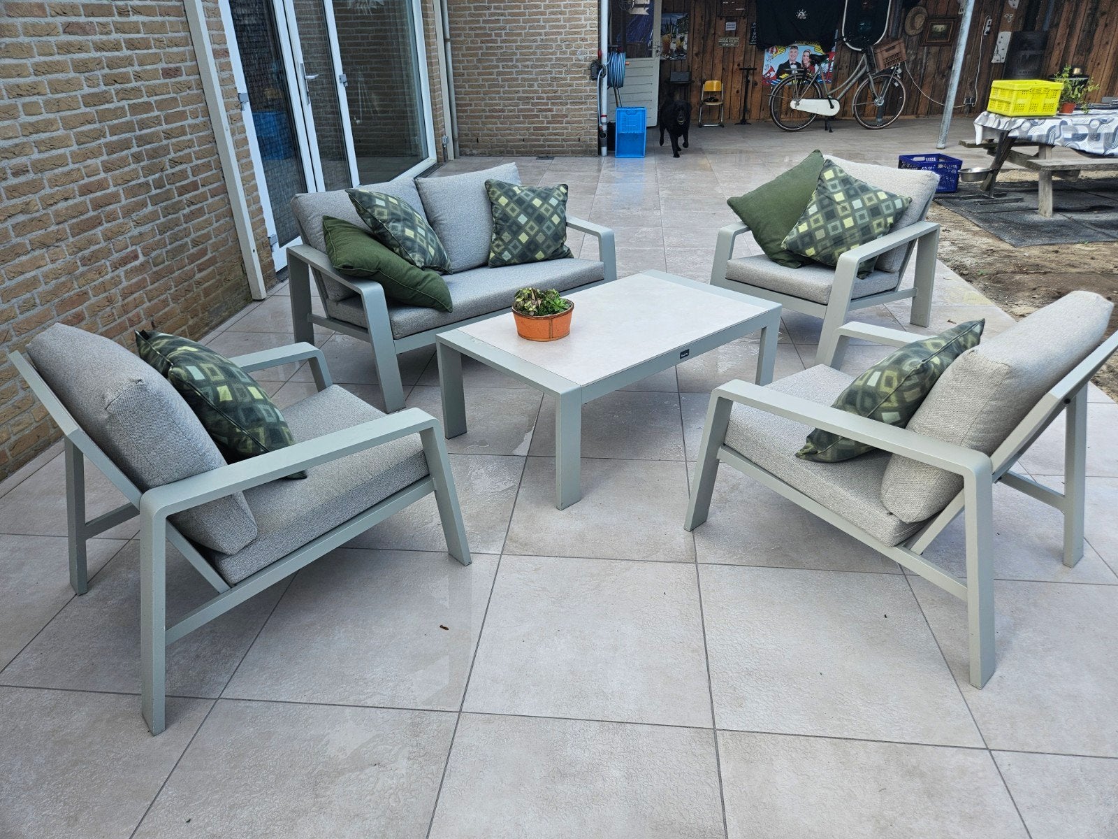 Bois le Duc loungeset met wasbare hoezen, Tuin en Terras, Ophalen, 5 zitplaatsen, Aluminium, Loungeset