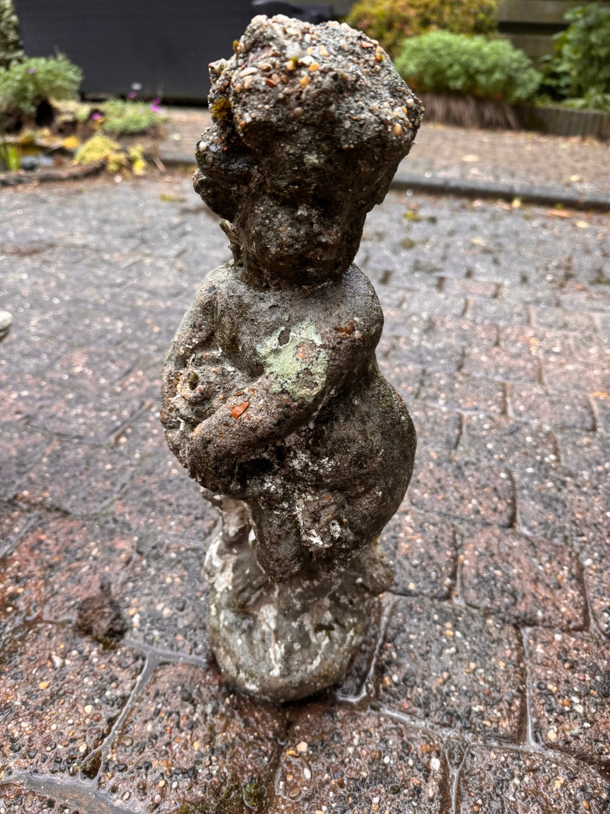 Tuinbeelden: Kikker met slang en ander beeld, Ophalen, Gebruikt, Steen, Dierenbeeld