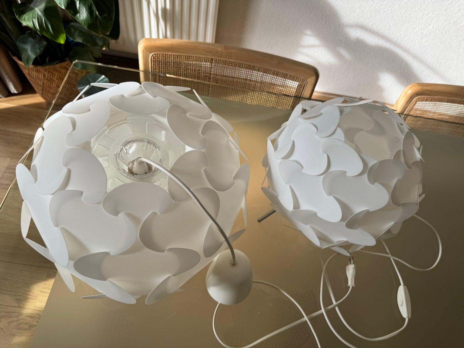 IKEA Fillsta Lampenset: Tafellamp en Hanglamp, Ophalen, Wit, Gebruikt, Kunststof