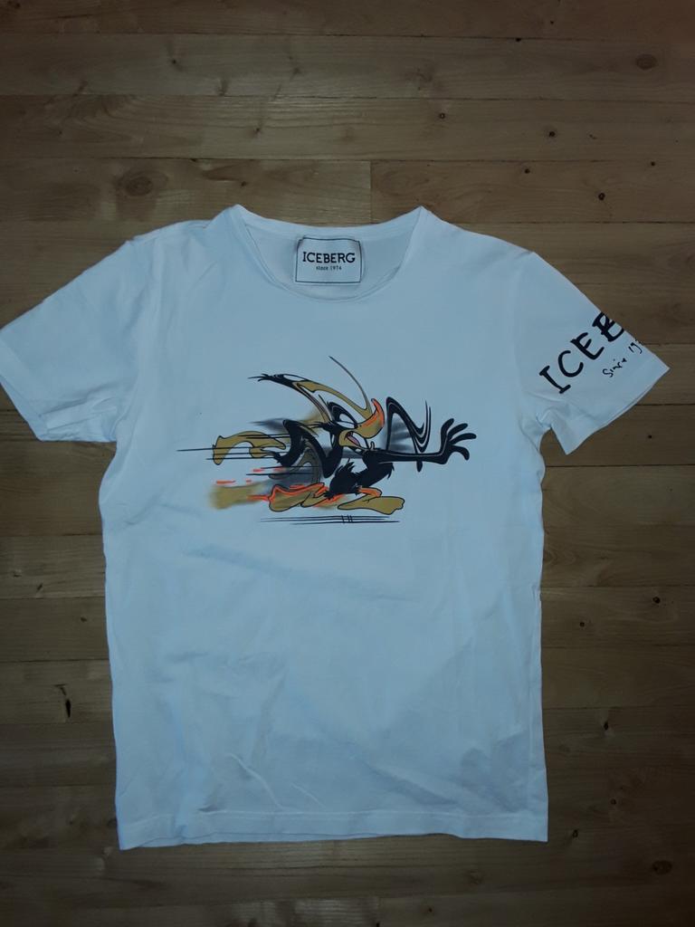Wit Iceberg t-shirt mt S Roadrunner, Wit, Ophalen of Verzenden, Zo goed als nieuw, Korte mouw