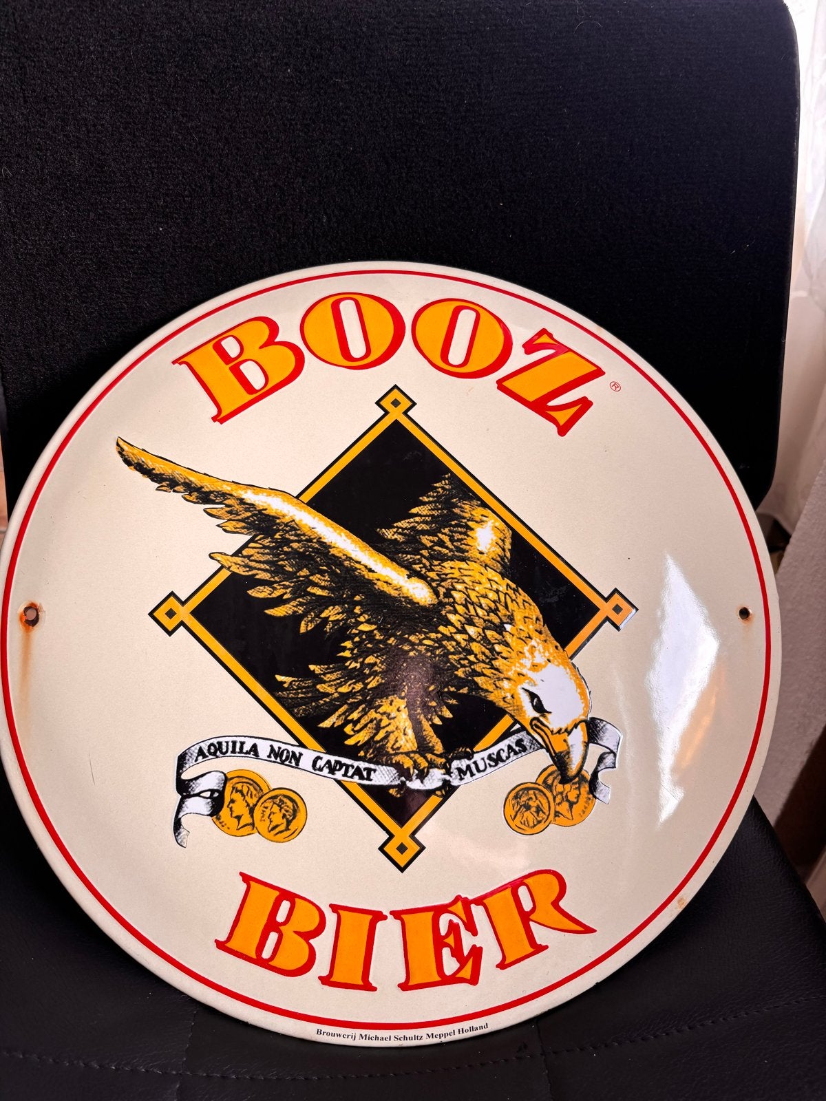 Vintage Booz Bier Emaille reclamebord Brouwerij Meppel, Ophalen of Verzenden