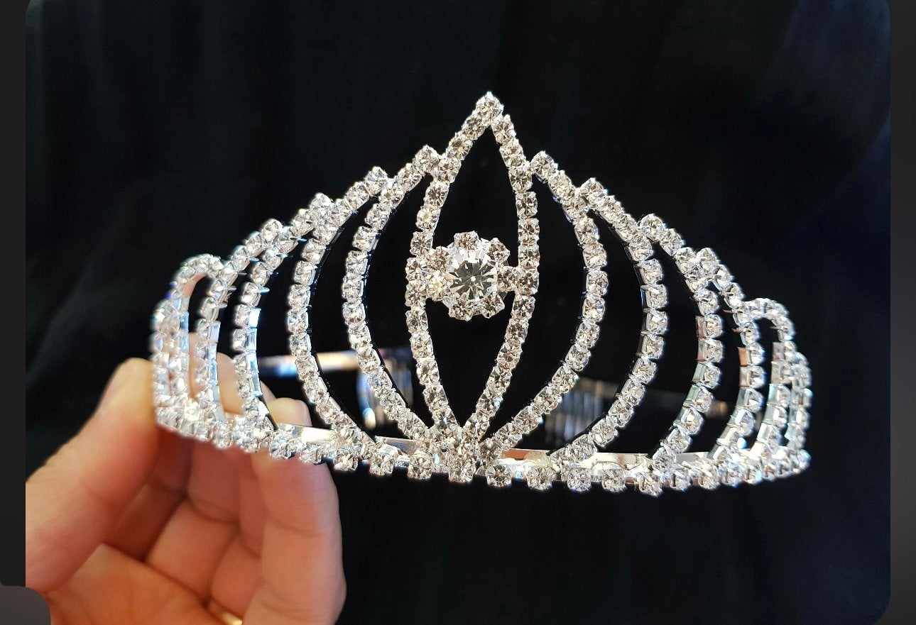 Prachtige strass tiara / kroon voor speciale gelegenheden, Duitsland, Nieuw, Ophalen of Verzenden, Papaya