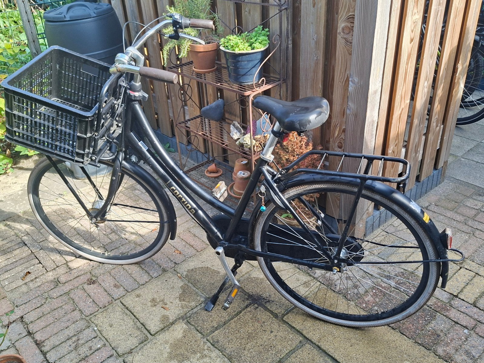 Cortina Transportfiets Dames - Zwart met Mand, Terugtraprem, Gebruikt, Versnellingen, 50 tot 53 cm