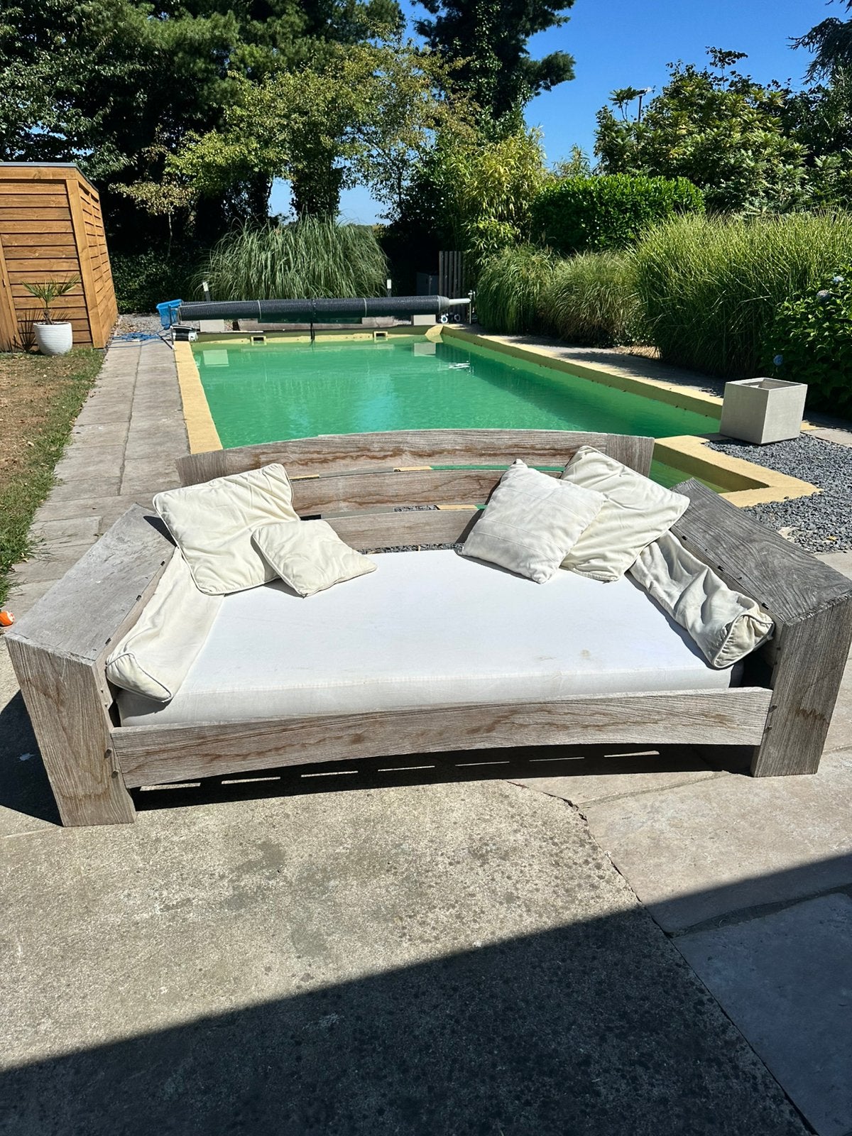 Loungebed - buitenbed tuin, Ophalen, Zo goed als nieuw, Teakhout, 2 zitplaatsen