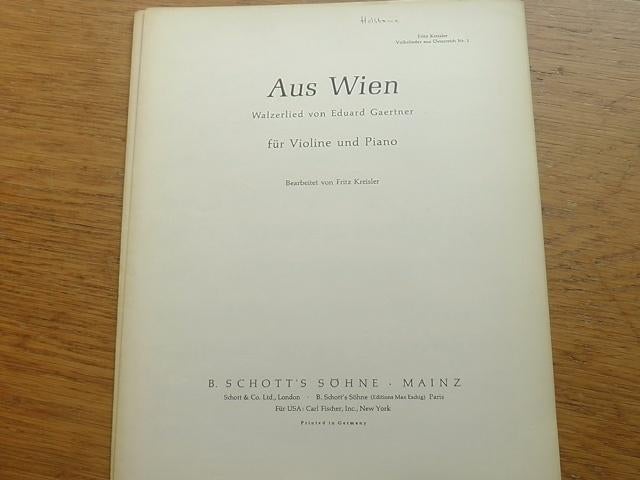 Fritz kreisler - aus wien - voor viool en piano, Muziek en Instrumenten, Bladmuziek, Gebruikt, Klassiek, Ophalen of Verzenden