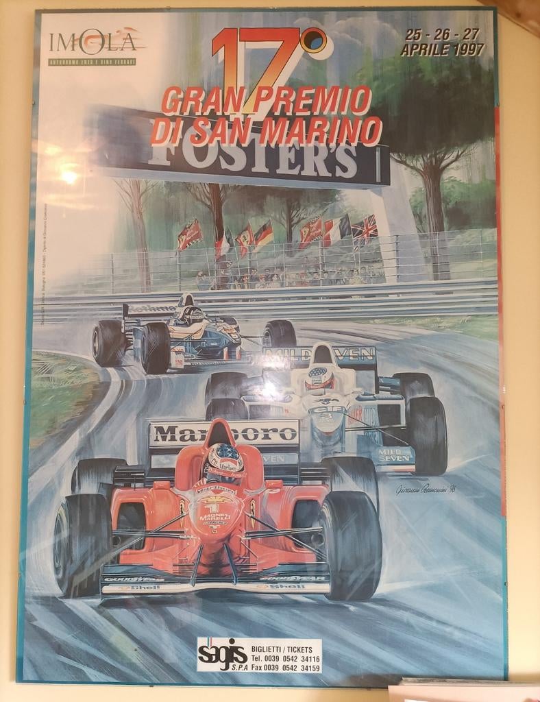 Formule 1 ferrari grand prix sanmarino 1997 poster origineel, Ophalen, Zo goed als nieuw