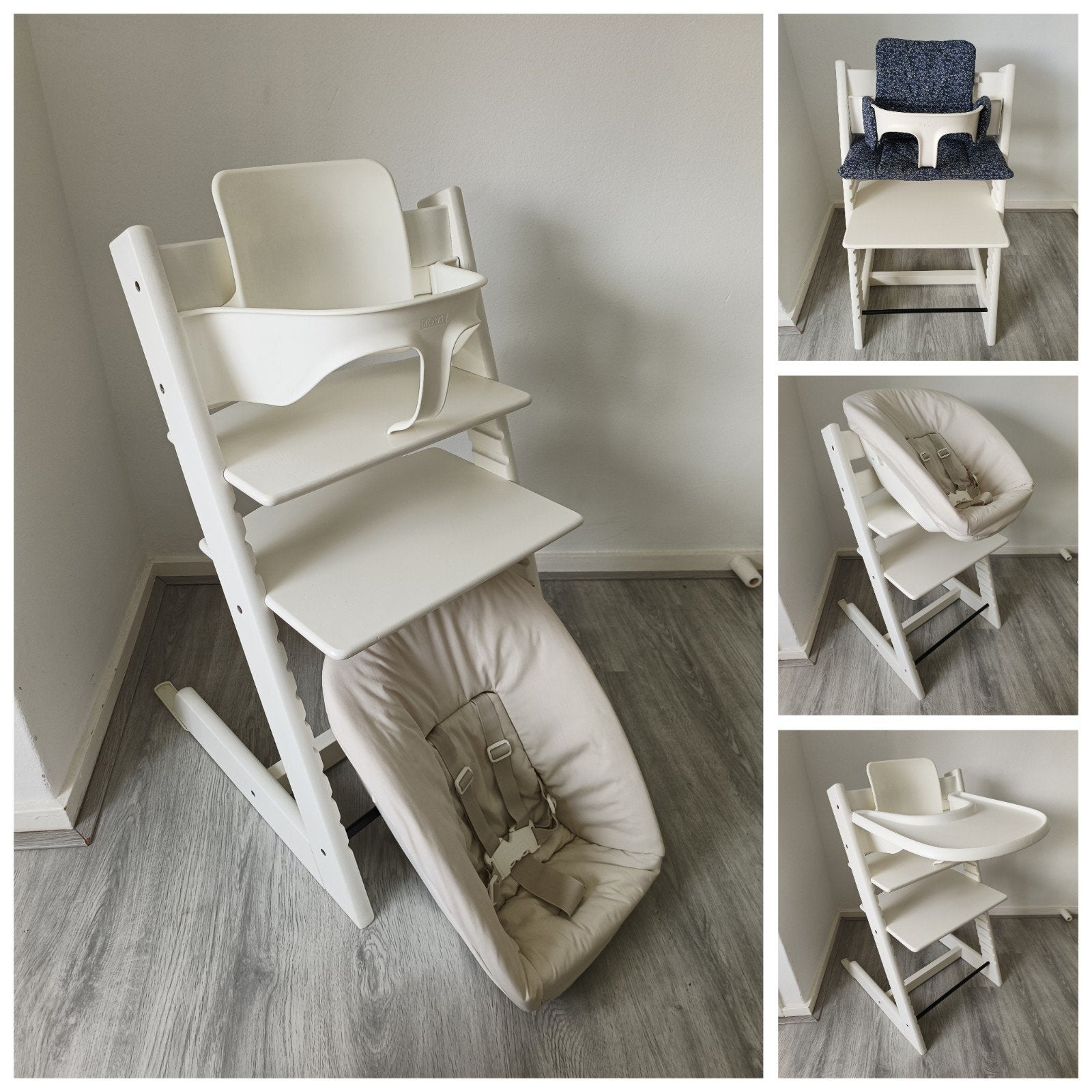 Stokke Tripp Trapp wit+babyset,kussen,newbornset evt. tray, Kinderen en Baby's, Meegroeistoel, Ophalen of Verzenden, Zo goed als nieuw