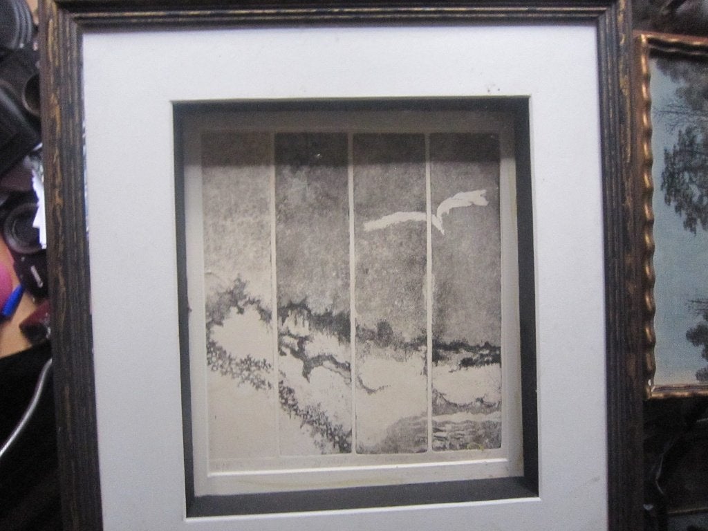 Mooie 4 del Ets in een Kastje m Strand en Vogels, Antiek en Kunst, Kunst | Etsen en Gravures, Ophalen of Verzenden, Ets