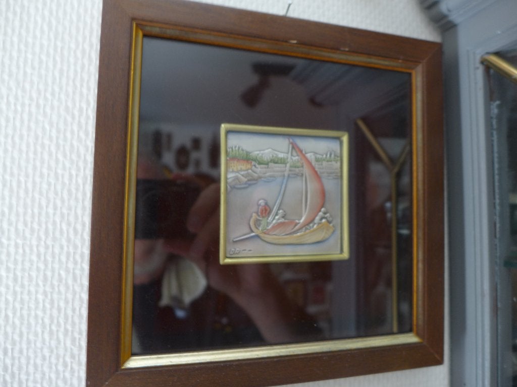 Reliefschilderijtje Goud/Zilver, Ophalen of Verzenden, Origineel werk, Landschap