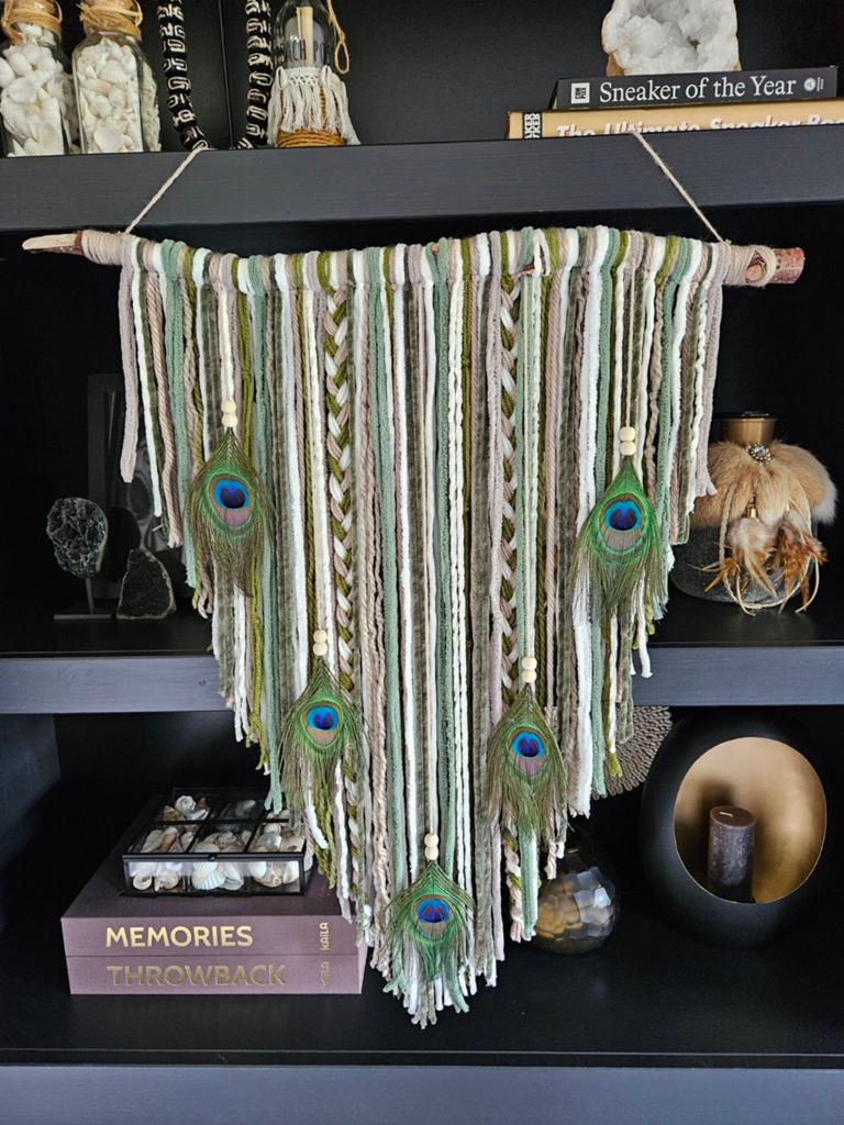 Wandkleed pauwenveren bohemian muurhanger bali decoratie, Huis en Inrichting, Ophalen of Verzenden, Nieuw